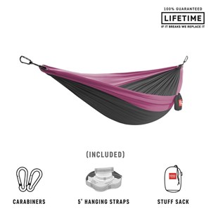 Hamak Double Deluxe Parachute nylon+Straps Magenta